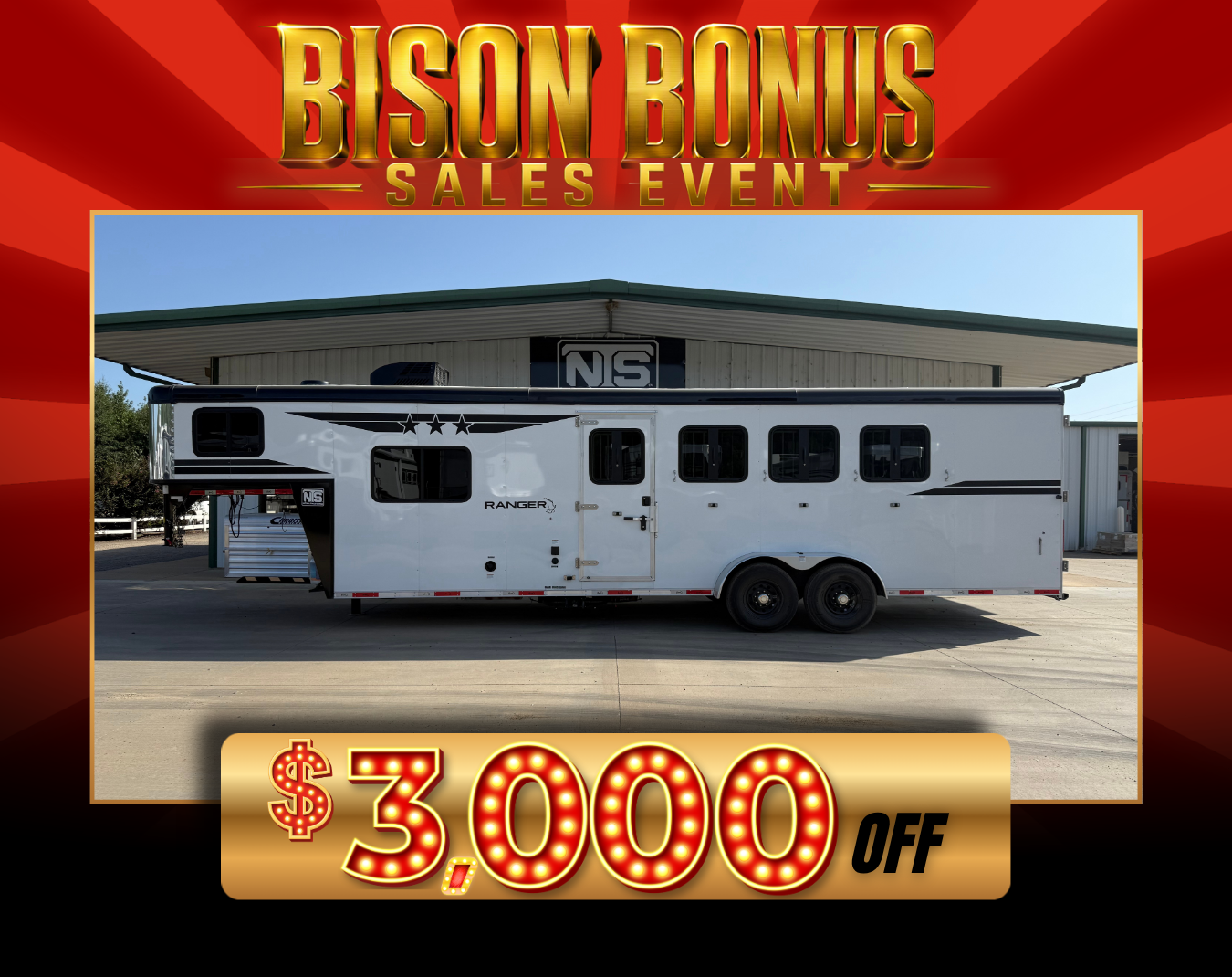 2027 Bison Ranger 4 Horse Slant Load 8' Living Quarters
