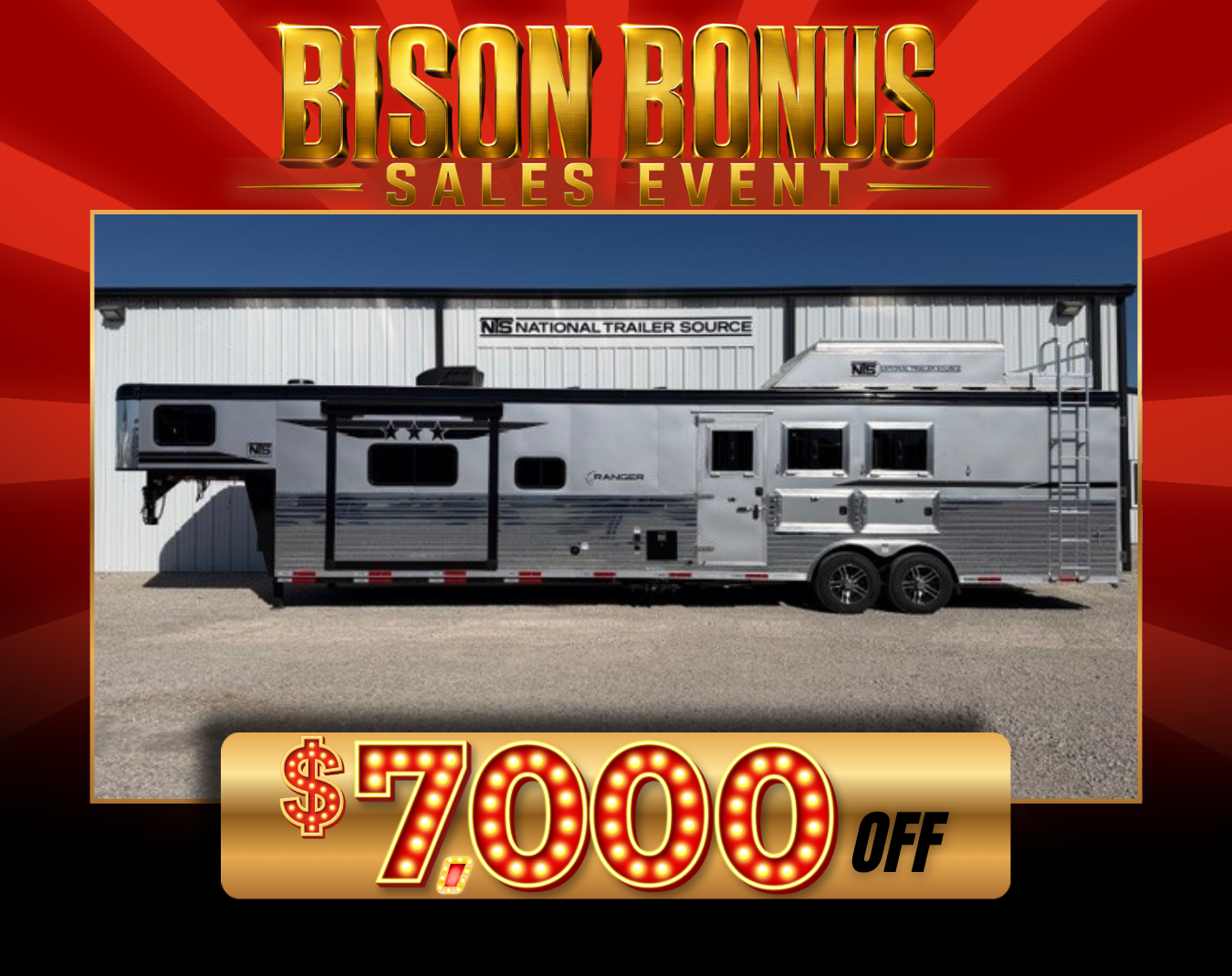 2026 Bison Ranger 3 Horse Side Load 16' Living Quarters